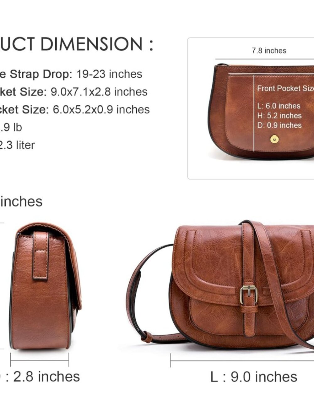 Crossbody Bags for Women,Small Saddle Purse and Boho Cross Body Handbags,Vegan L - Picture 7 of 10